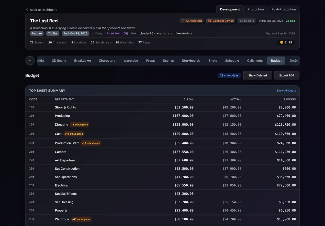Production Budgeter — screenshot 1 of 5