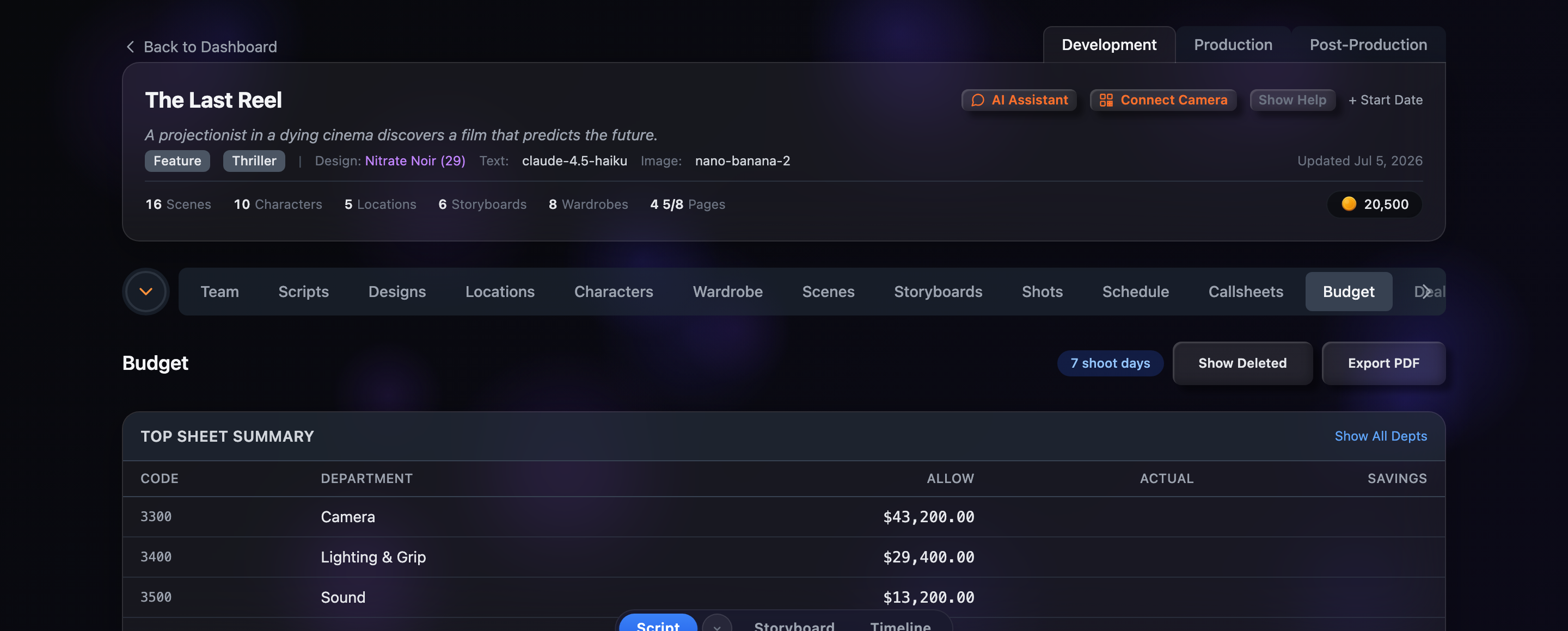 Production Budgeter — screenshot 5 of 5