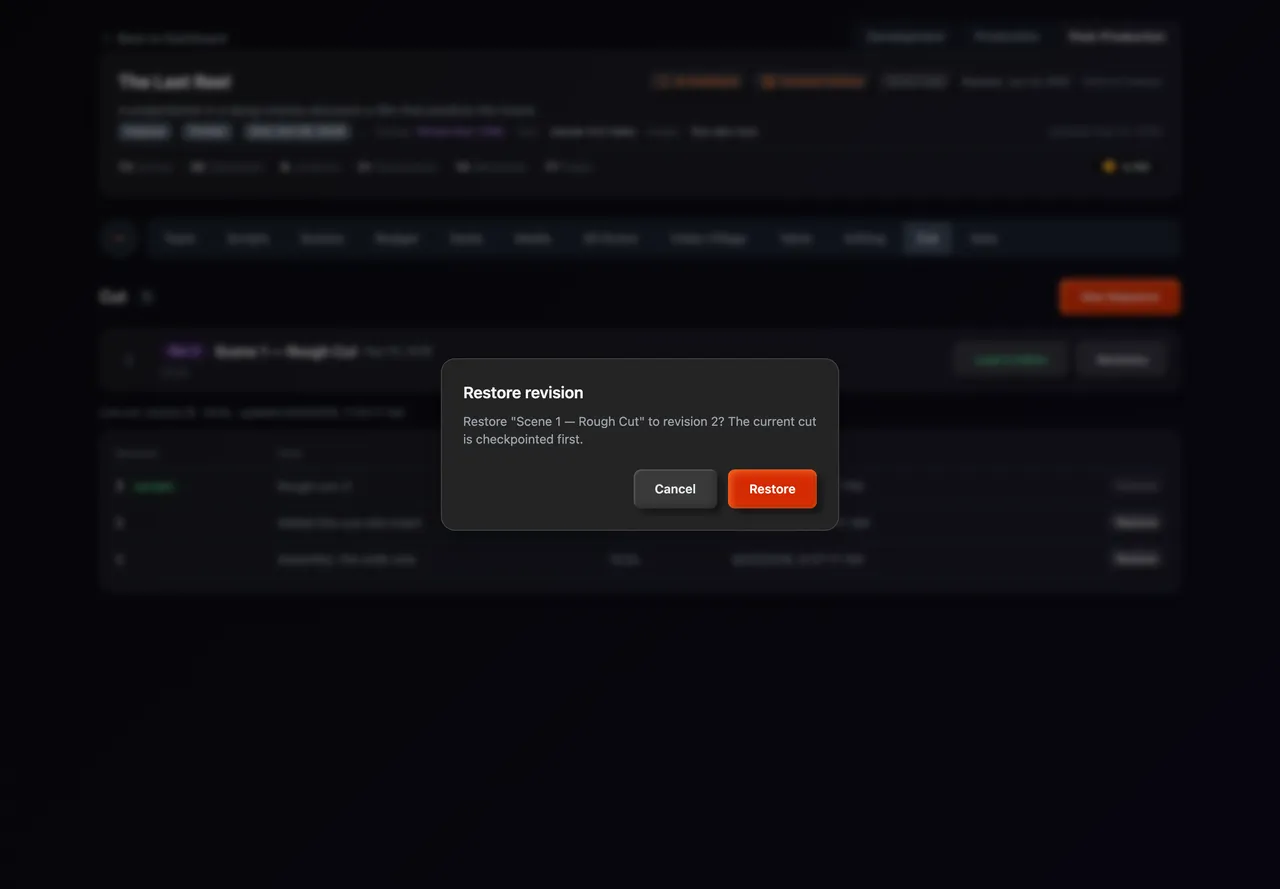 The Restore revision window asking to confirm