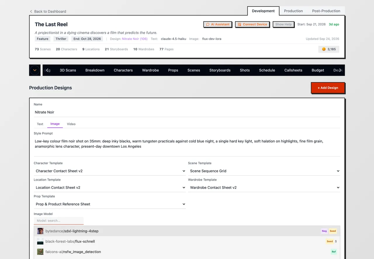 The image model search list with Neg, Seed, Ref and price tags on each model