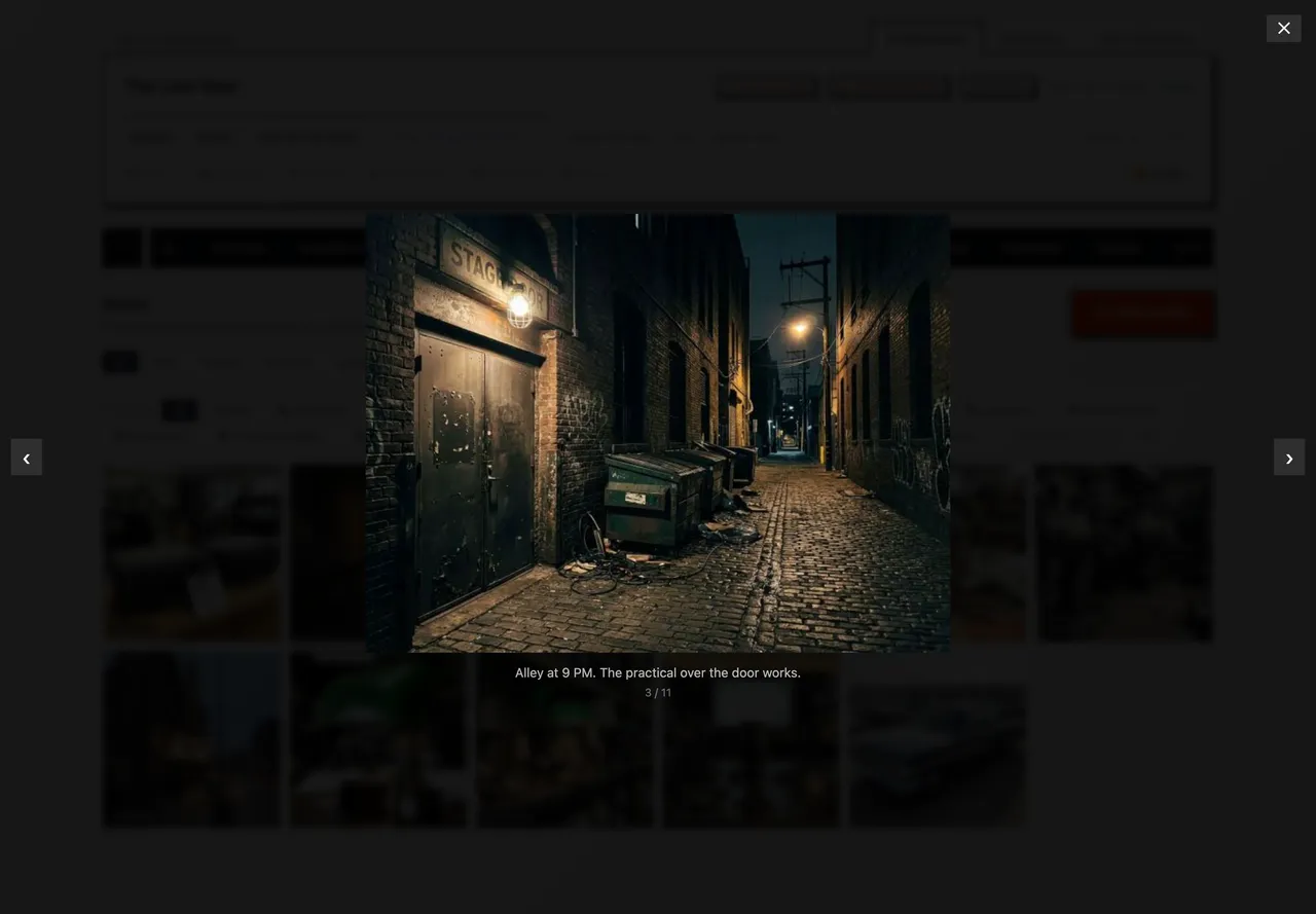 A photo of the alley open full size, with its caption under it