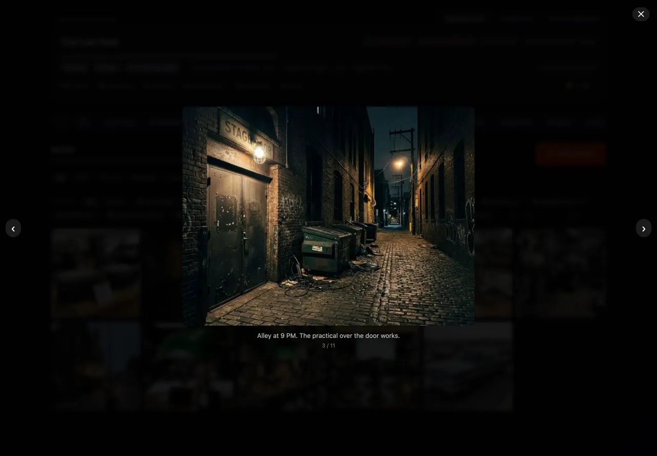 A photo of the alley open full size, with its caption under it