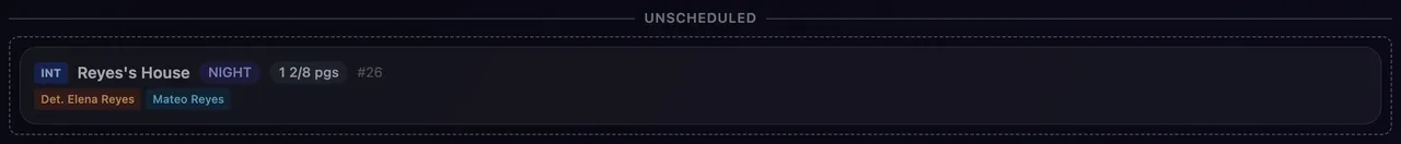 The Unscheduled list of strips that are not on any day