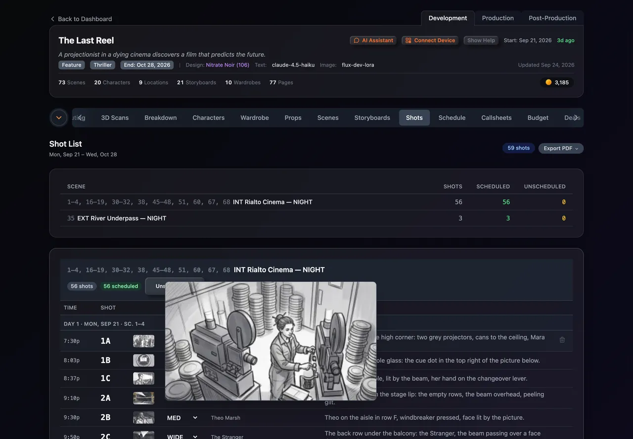 The pointer on the 1A thumbnail, with the panel shown large beside it