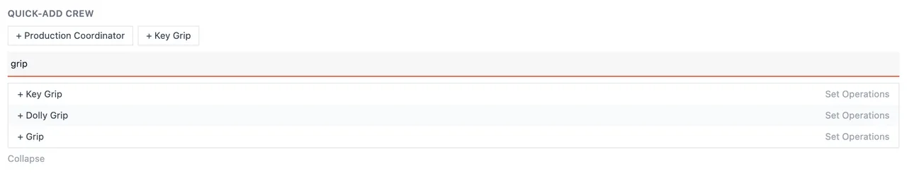 The position search showing four grip positions under Set Operations