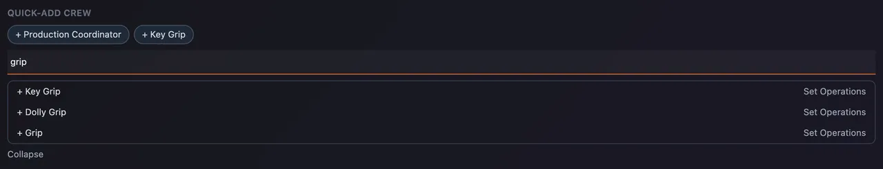 The position search showing four grip positions under Set Operations