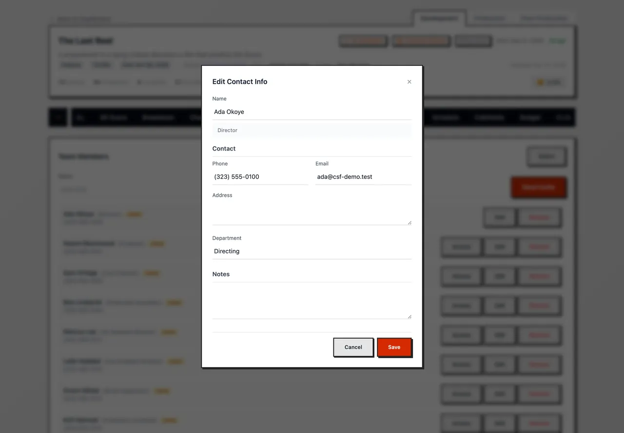 The Edit Contact Info dialog